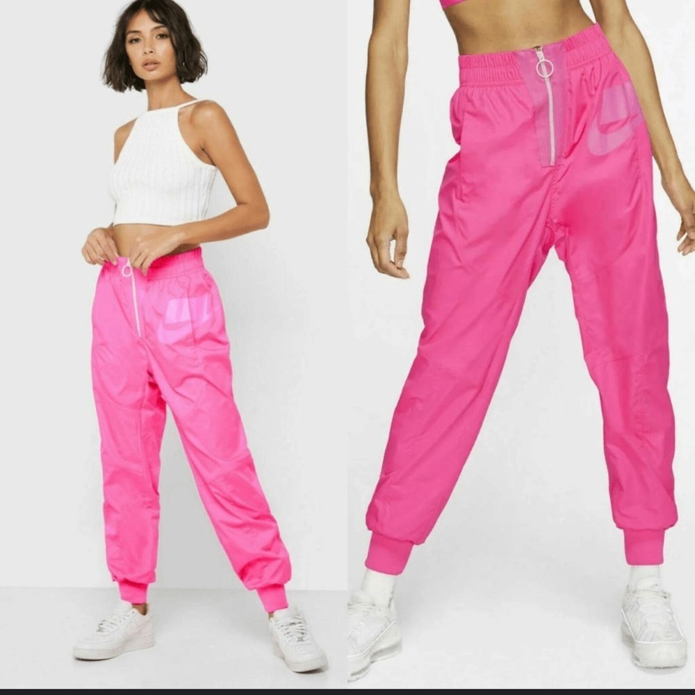 Nike Sportswear Track Pants Joggers Active Women XS Neon Pink‎ High Rise